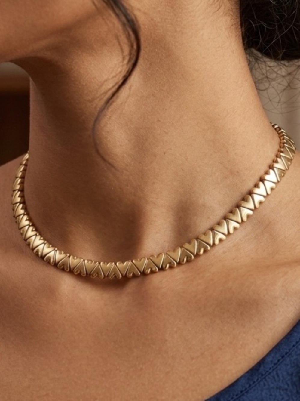 Rebecca Minkoff Y2K Gold Plated Heart Stretch Choker Necklace 12 in w/ Extender